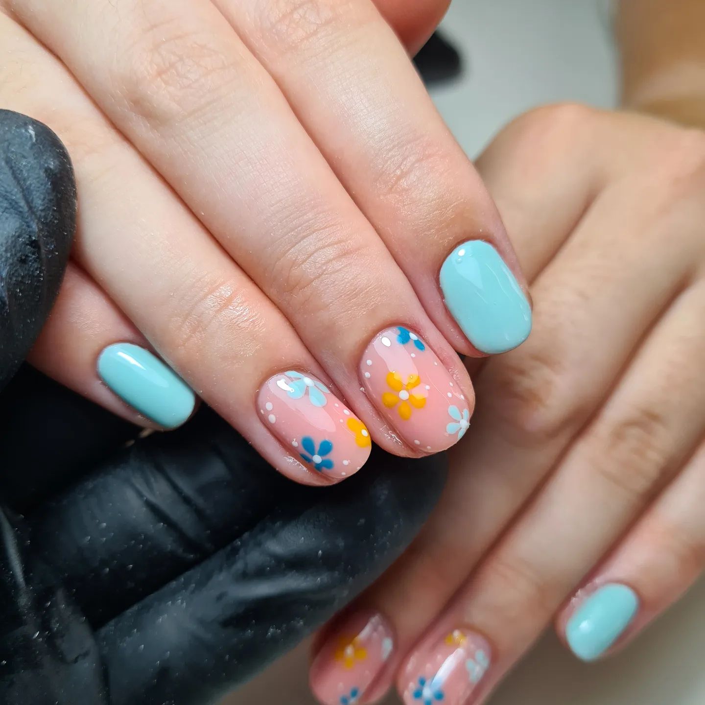 pink and blue nails