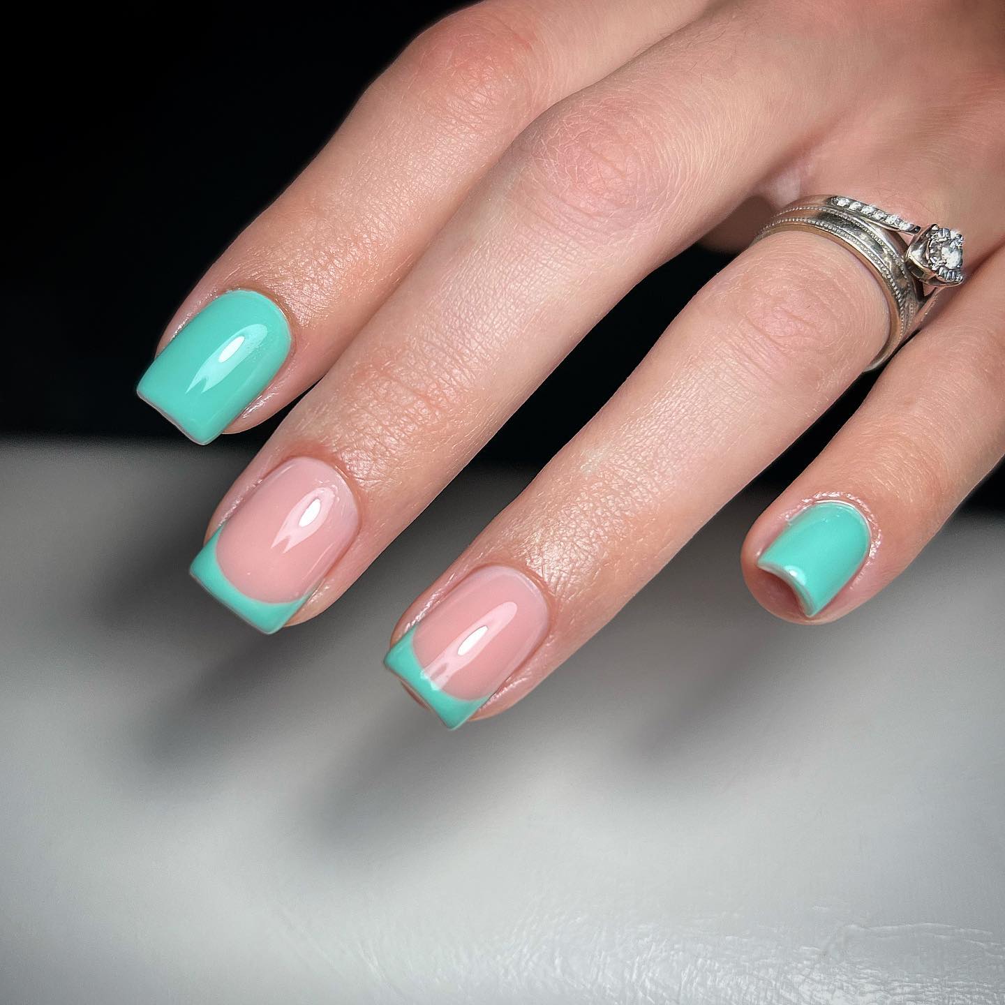Square Turquoise Short Nails