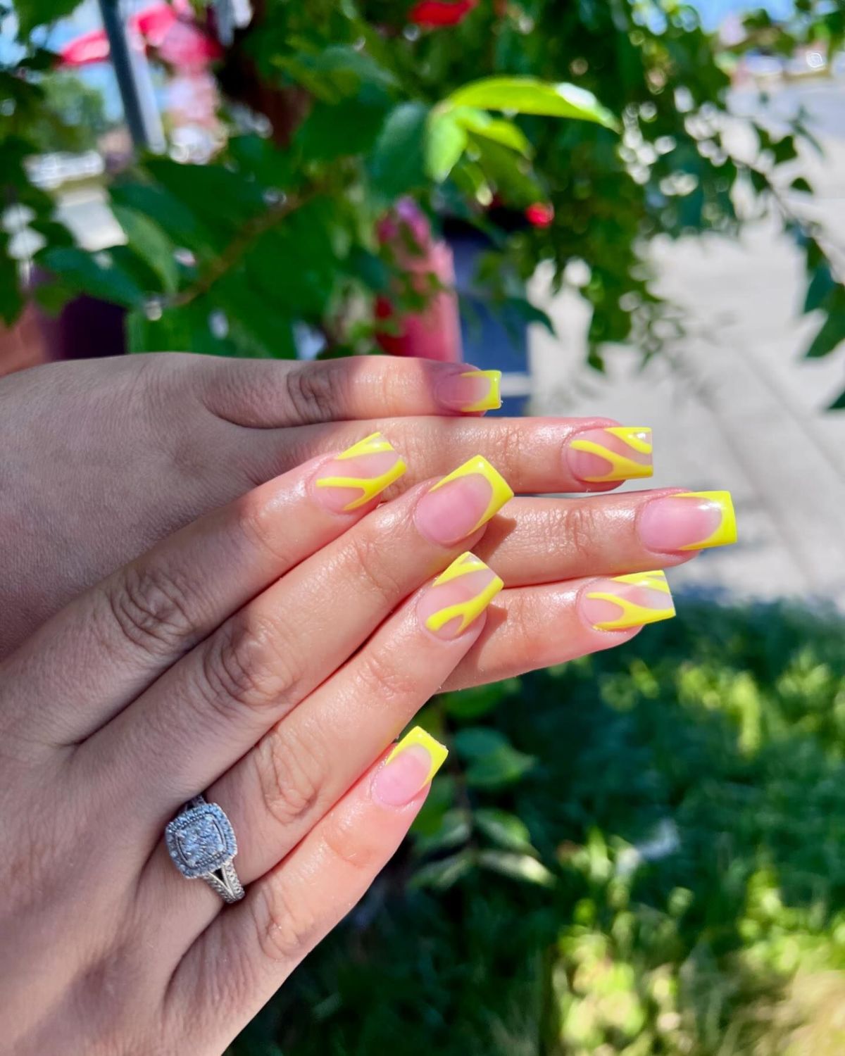 yellow square nails