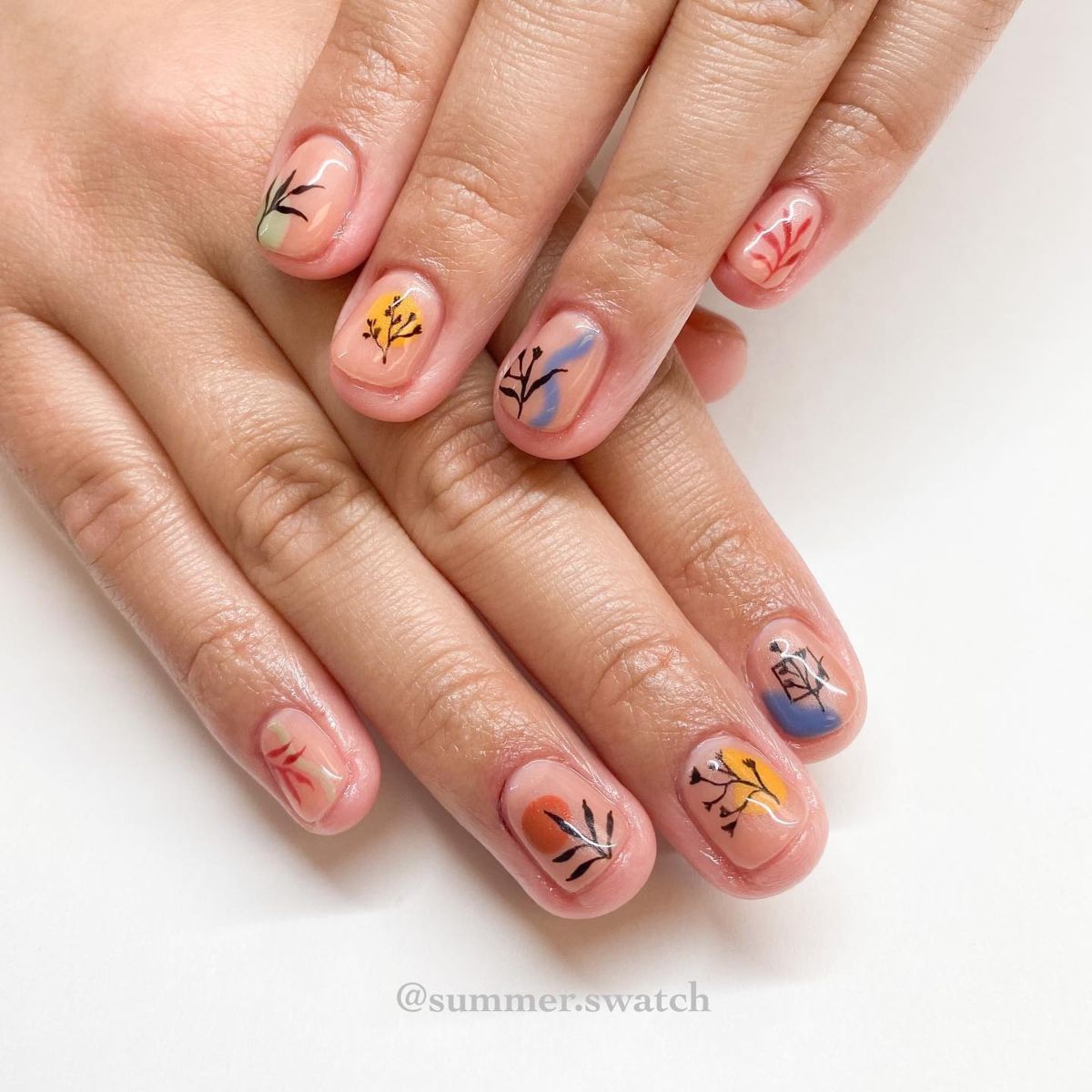summer floral nails