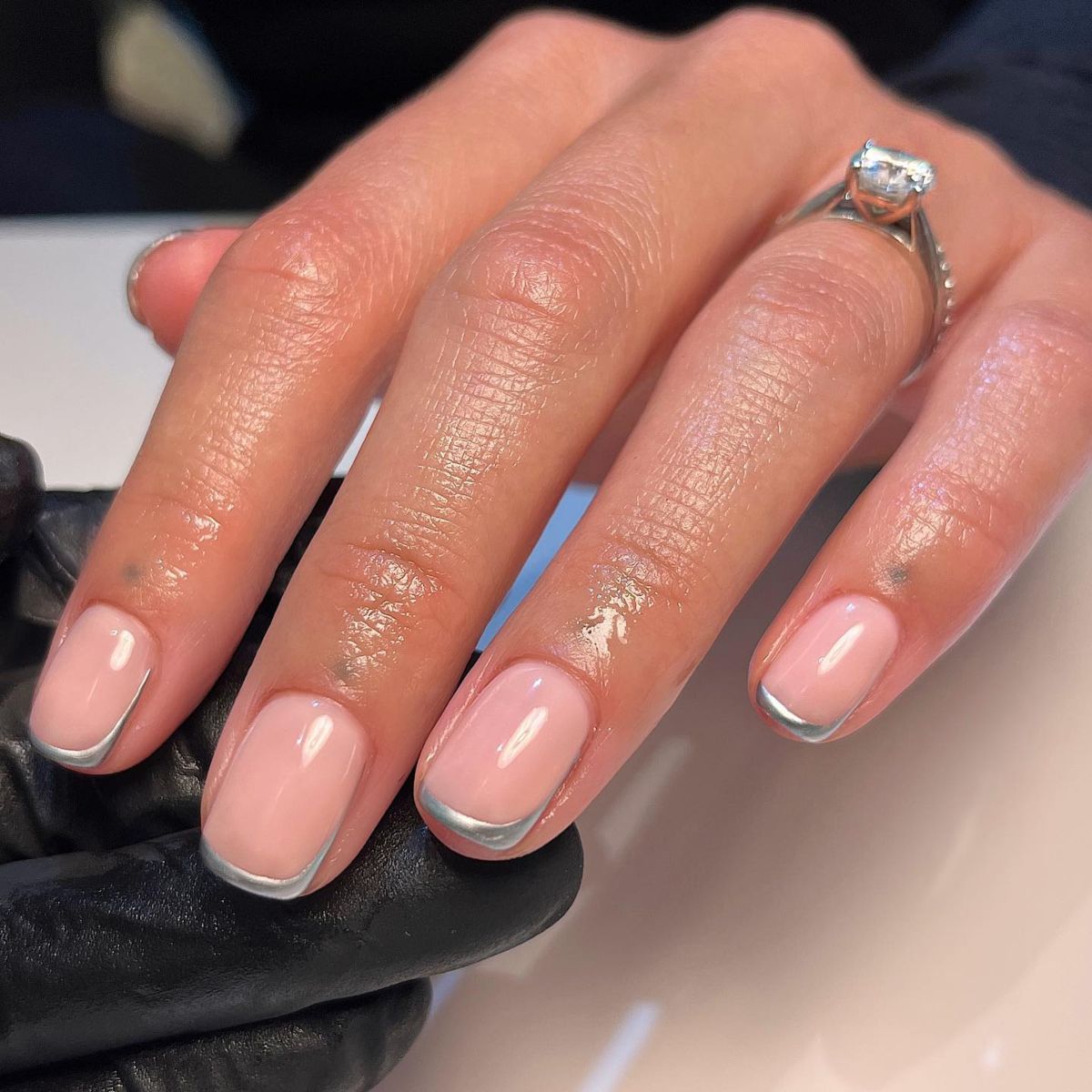 11. Natural Nails with Silver Tips