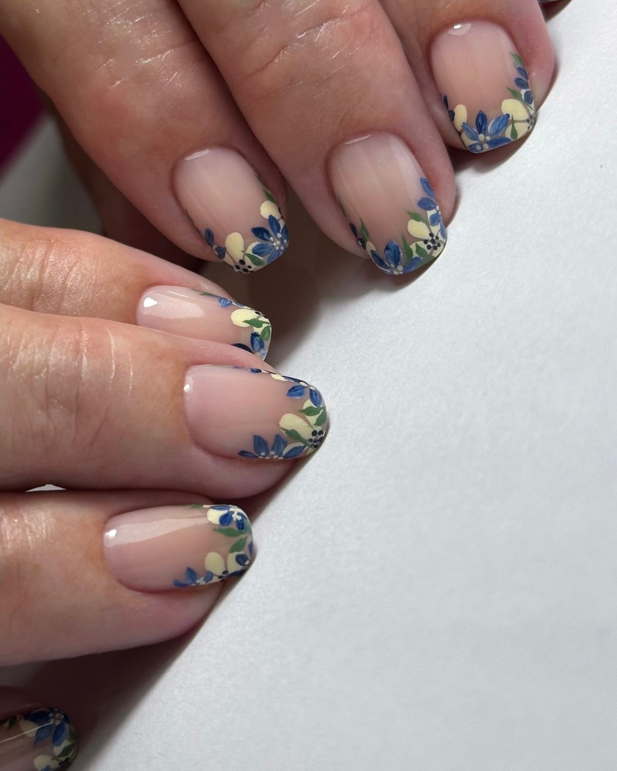 floral french nail designs