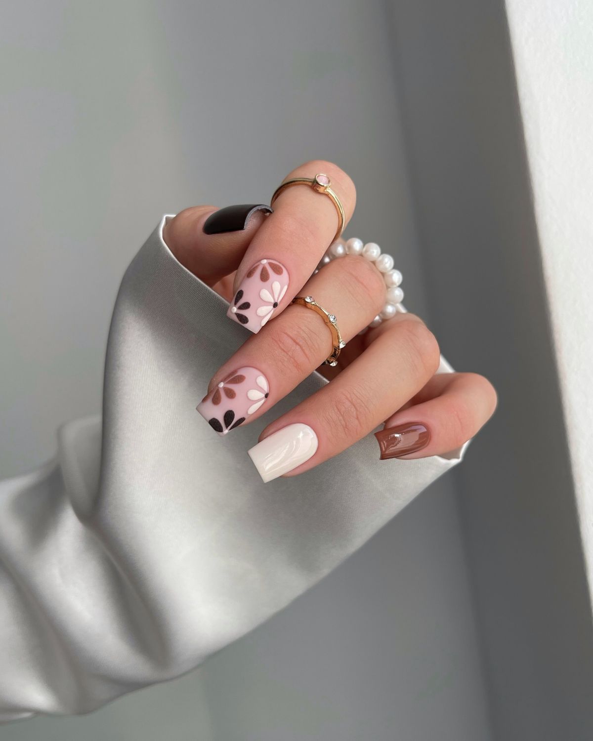 3. Brown and Nude Florals