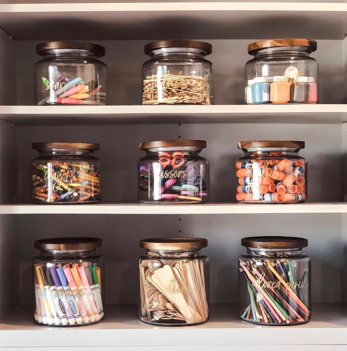 3. Clear Labeled Jars