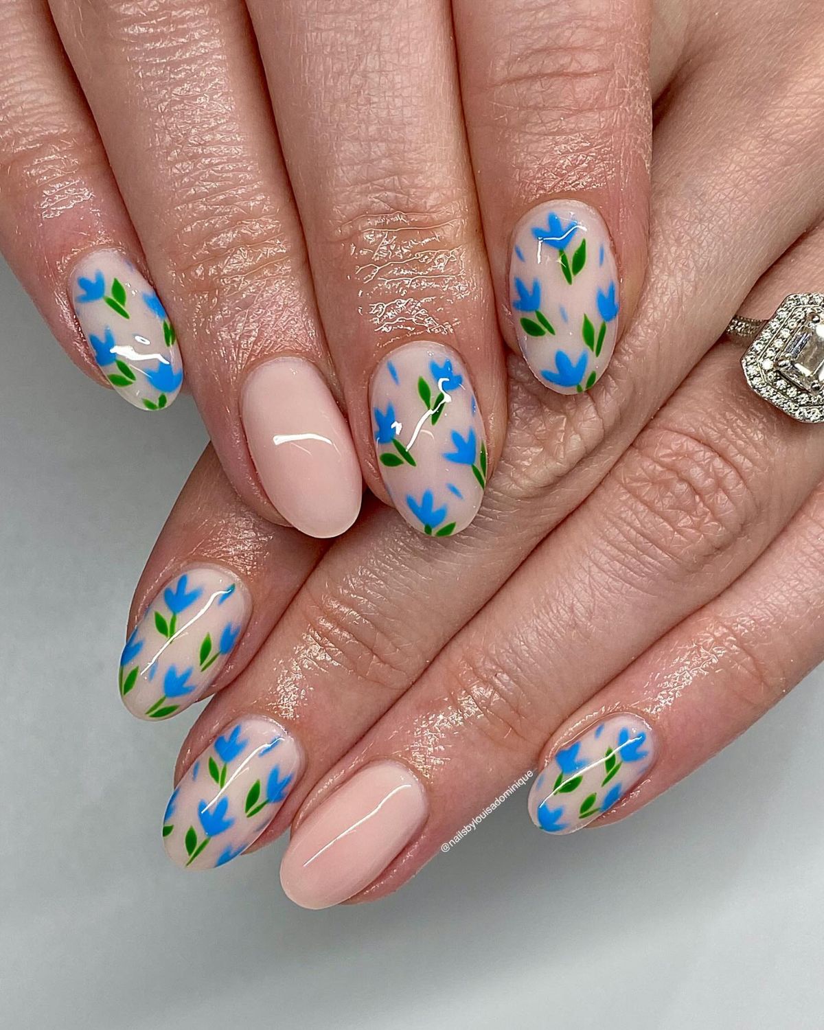 Santorini Milky Base nail art