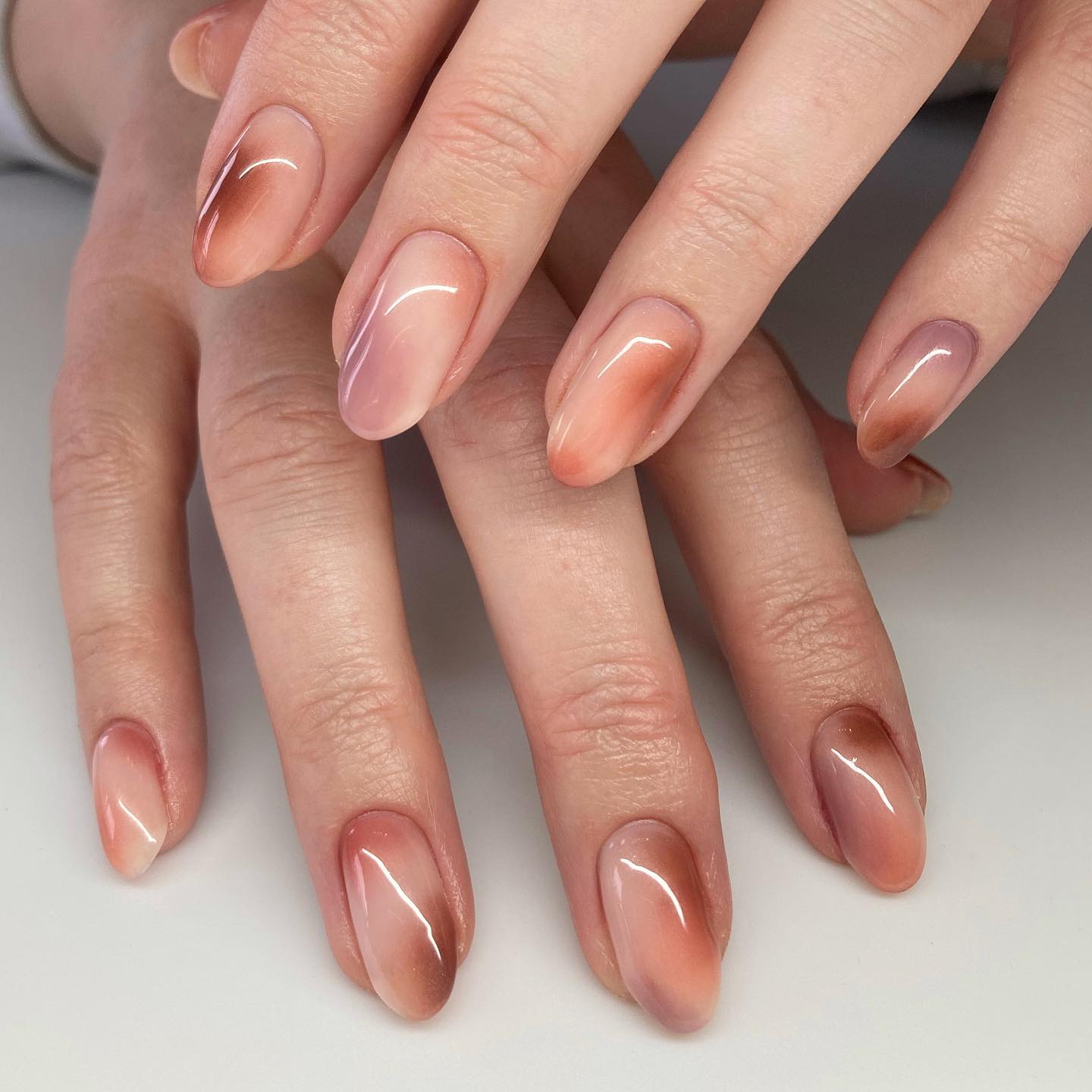 32. Blushing Ombre Nails