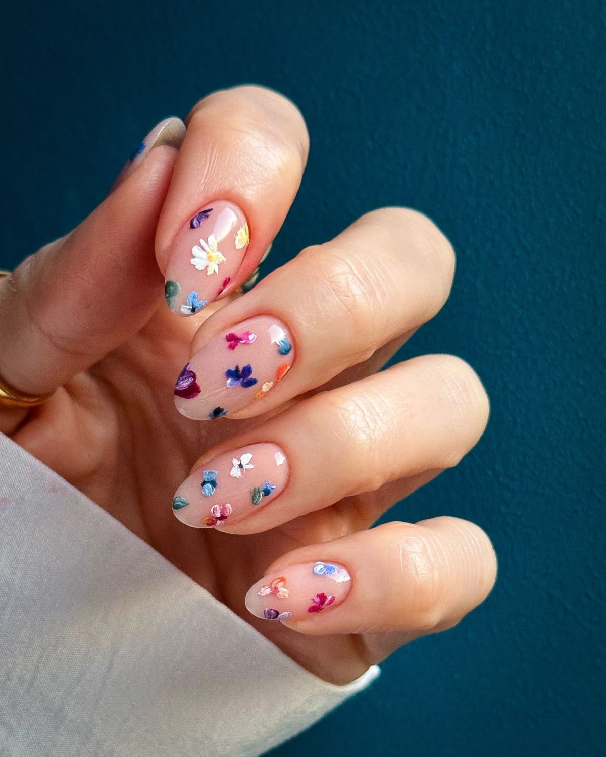 Floral Confetti nails