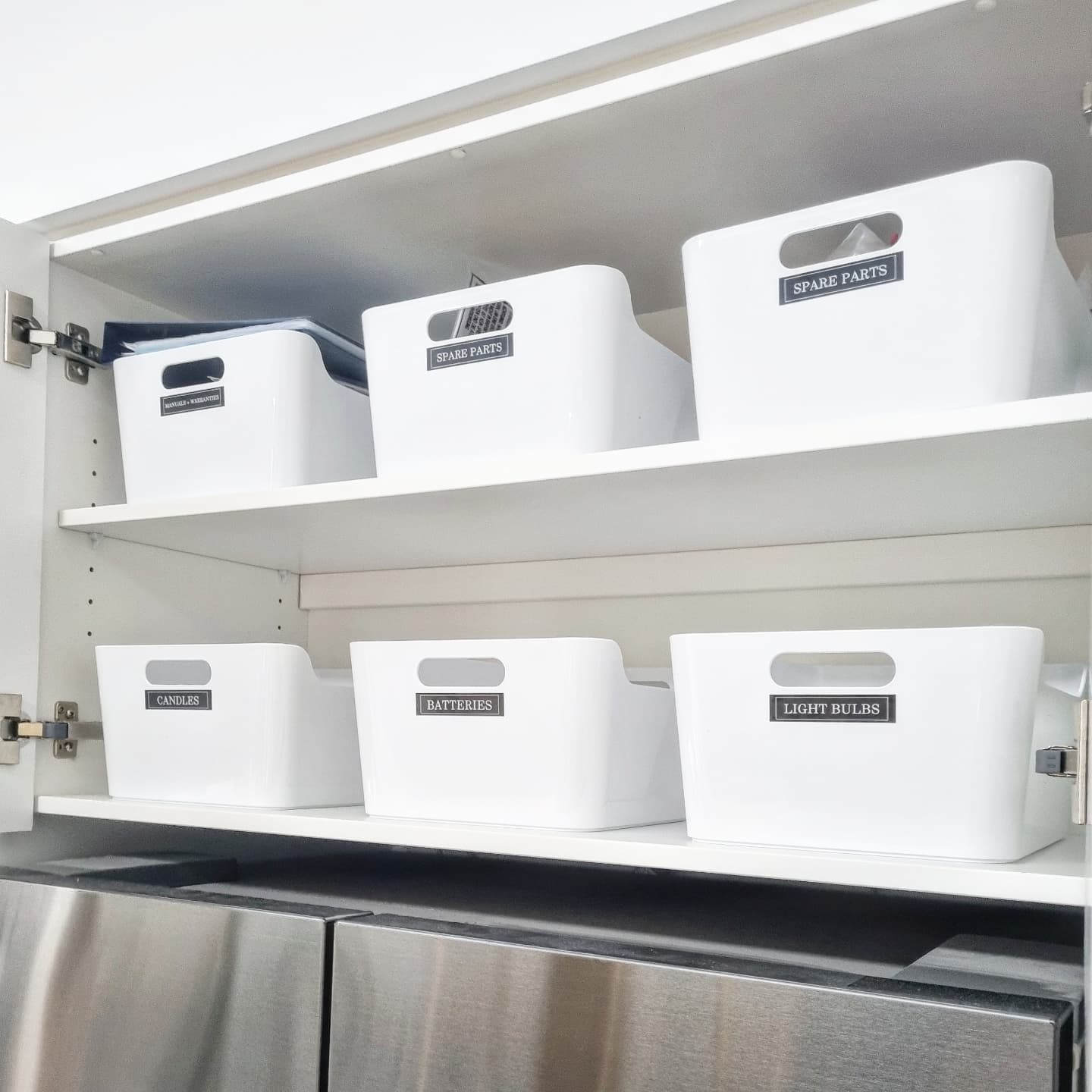 6. Labeled Plastic Bins