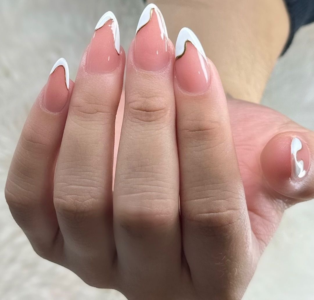 7. Gold Accent French Tips