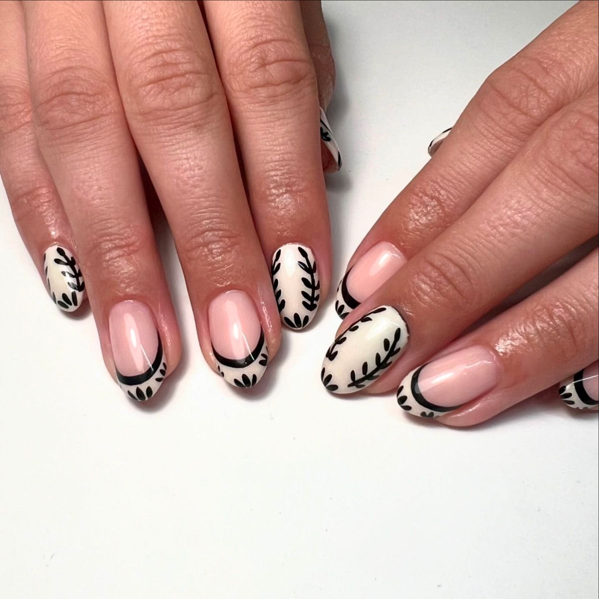 8. Black and White Fall Nails