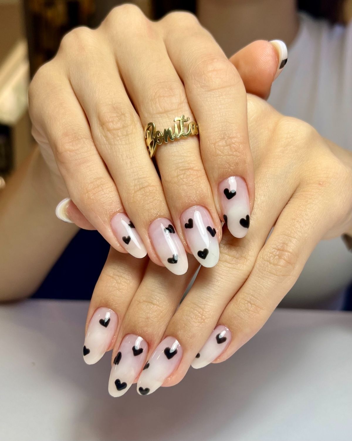 9. Pink with Black Hearts