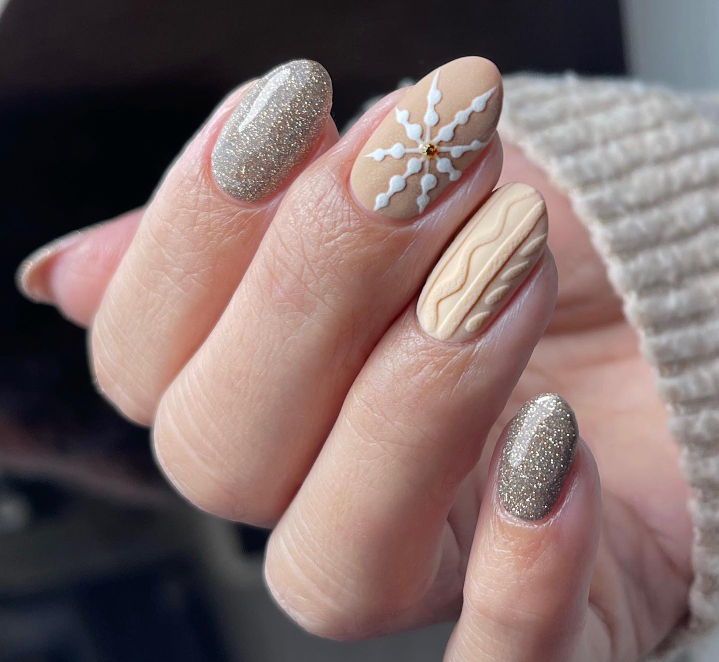 6. Cable Knit Nail Art