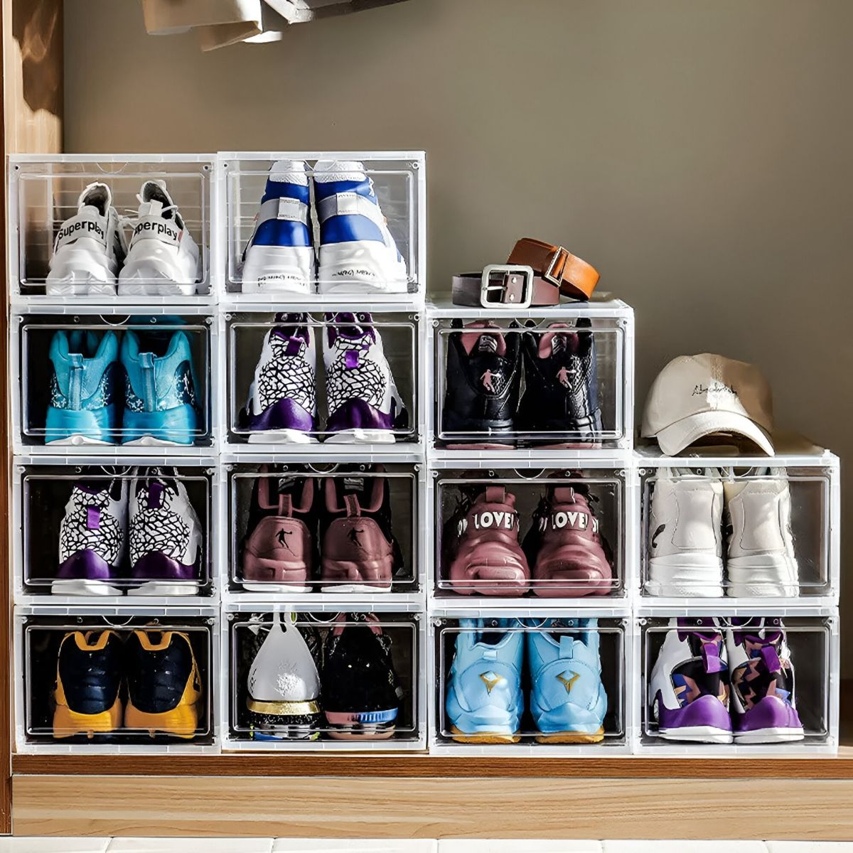 10. Transparent Drop Front Shoe Box