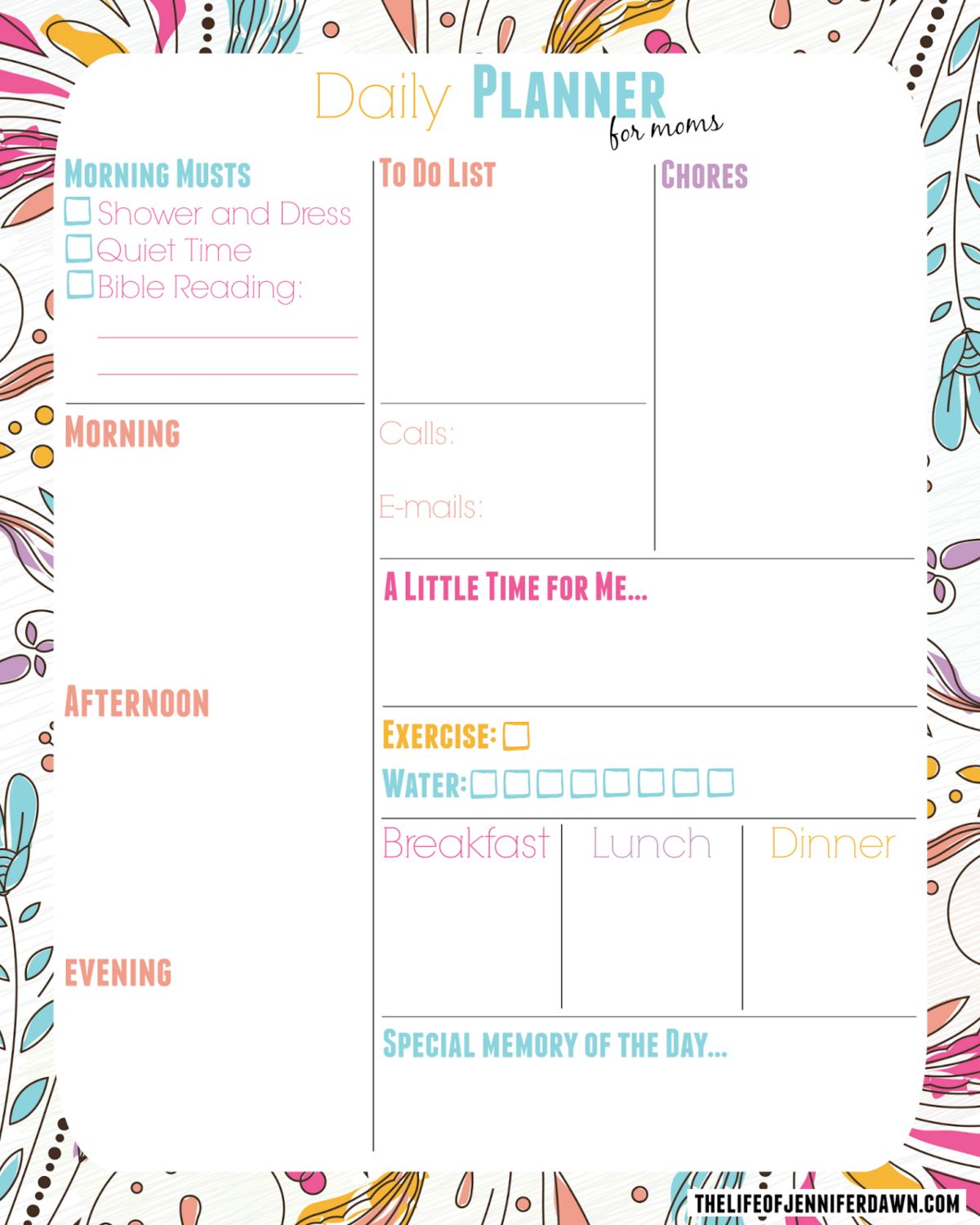 12. Printable Daily Planner for Moms