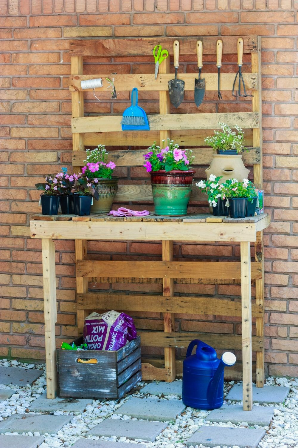 13. Upcycled Pallets Potting Bench