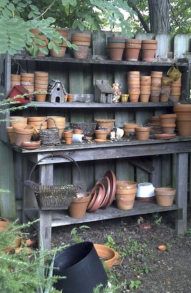16. Potting Bench with Lower Shelf Storage