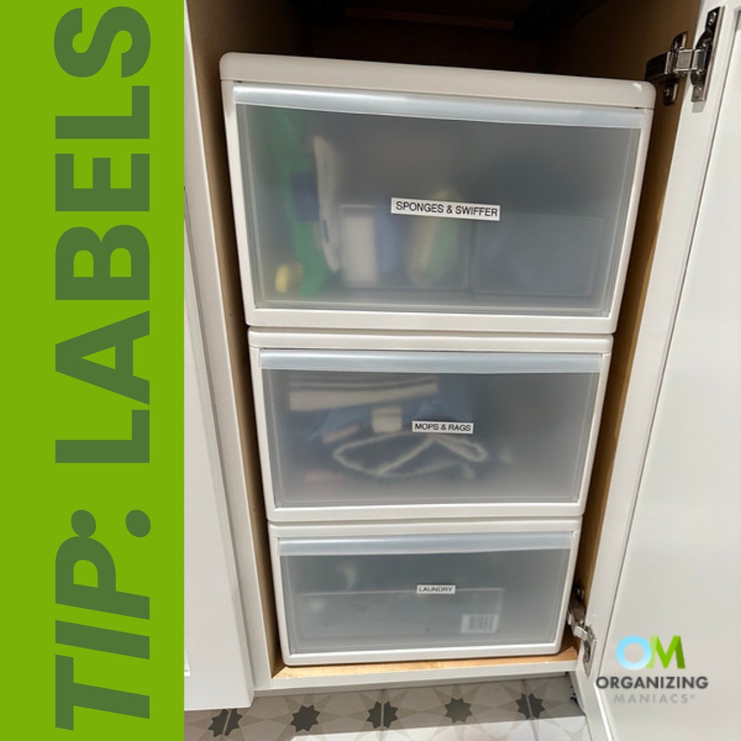 Labeled Drawers for Cleaning Supplies