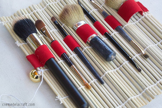 Sushi Mat DIY Makeup Brush Holder