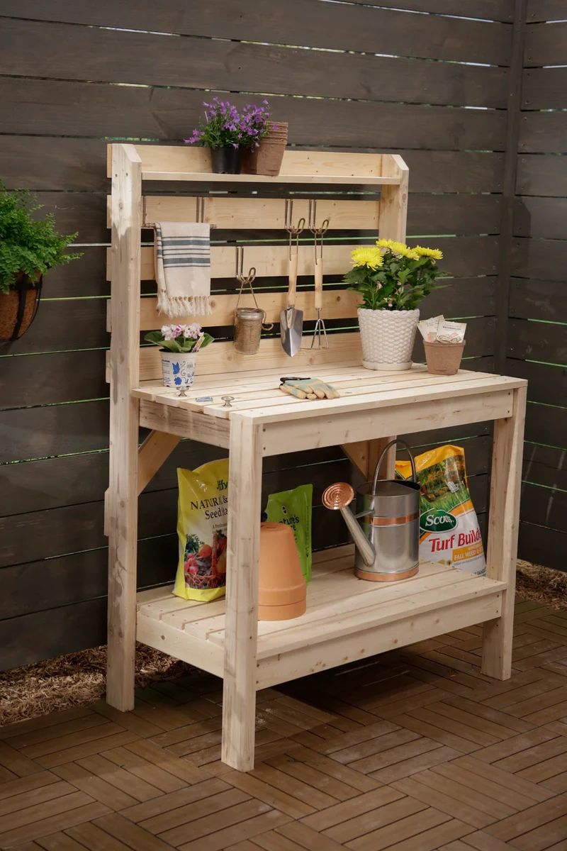 3. Potting Bench with Slatted Back