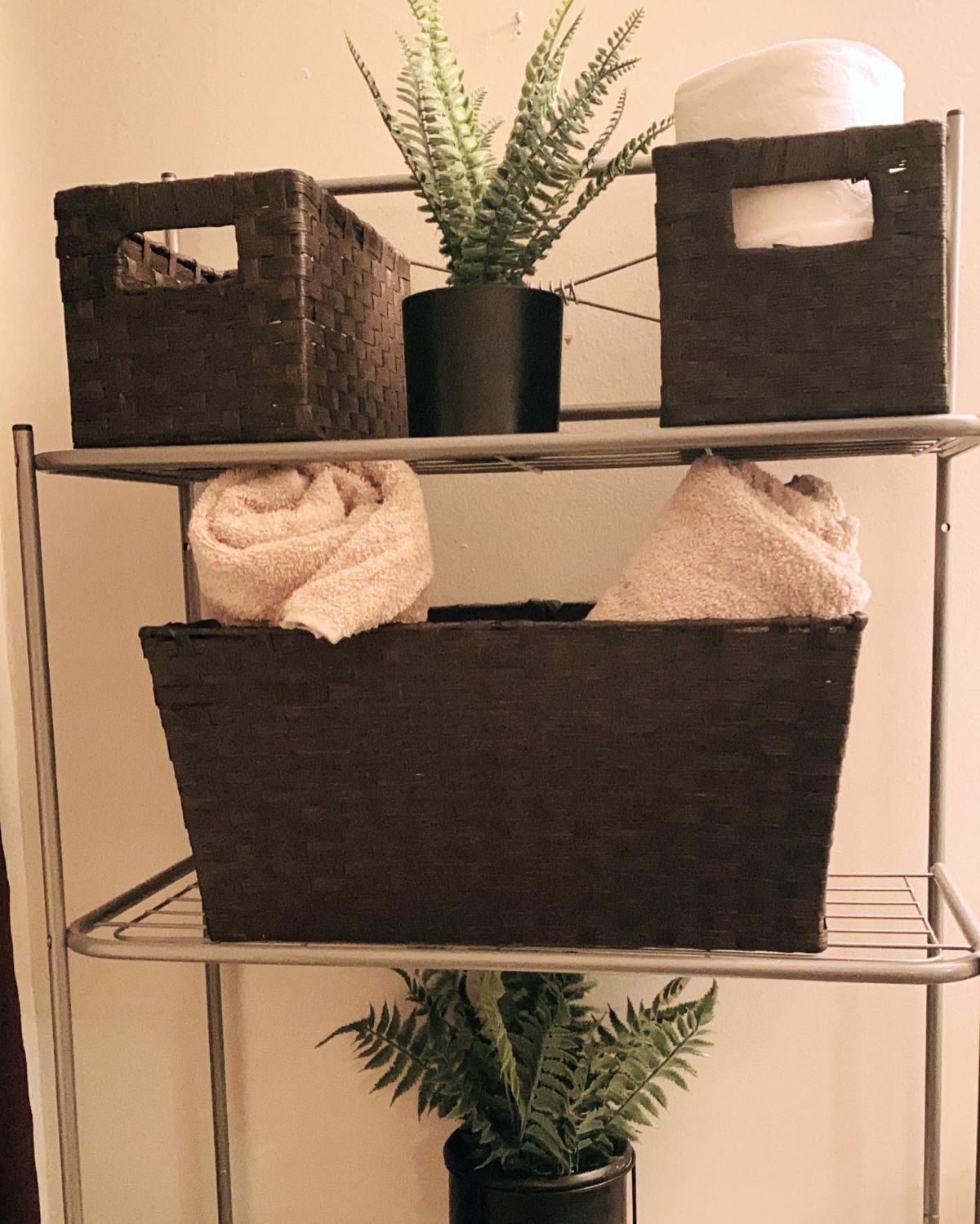 3. Rack with Storage Baskets