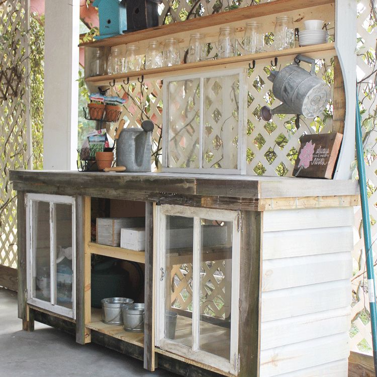 4. Reclaimed Wood Potting Bench
