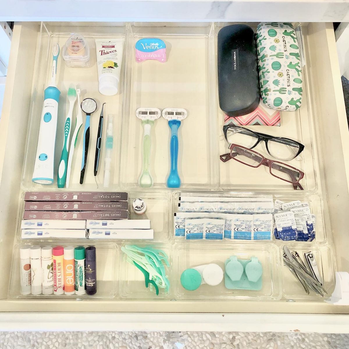 8. Acrylic Drawer Organizers