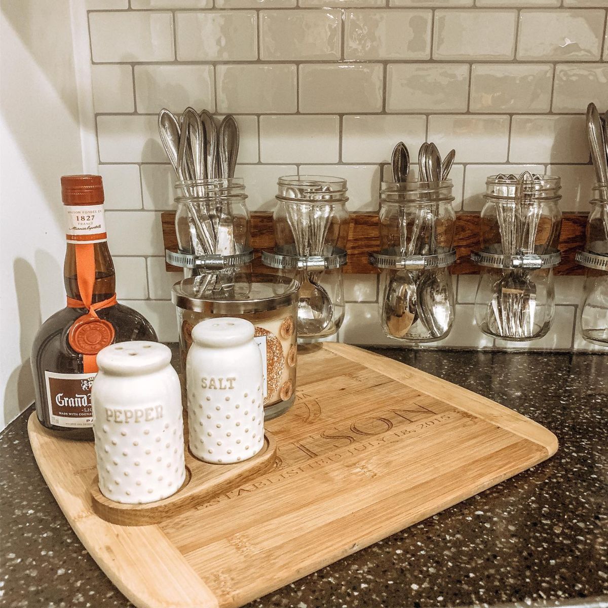 Wall Mounted Mason Jar Utensil Holders