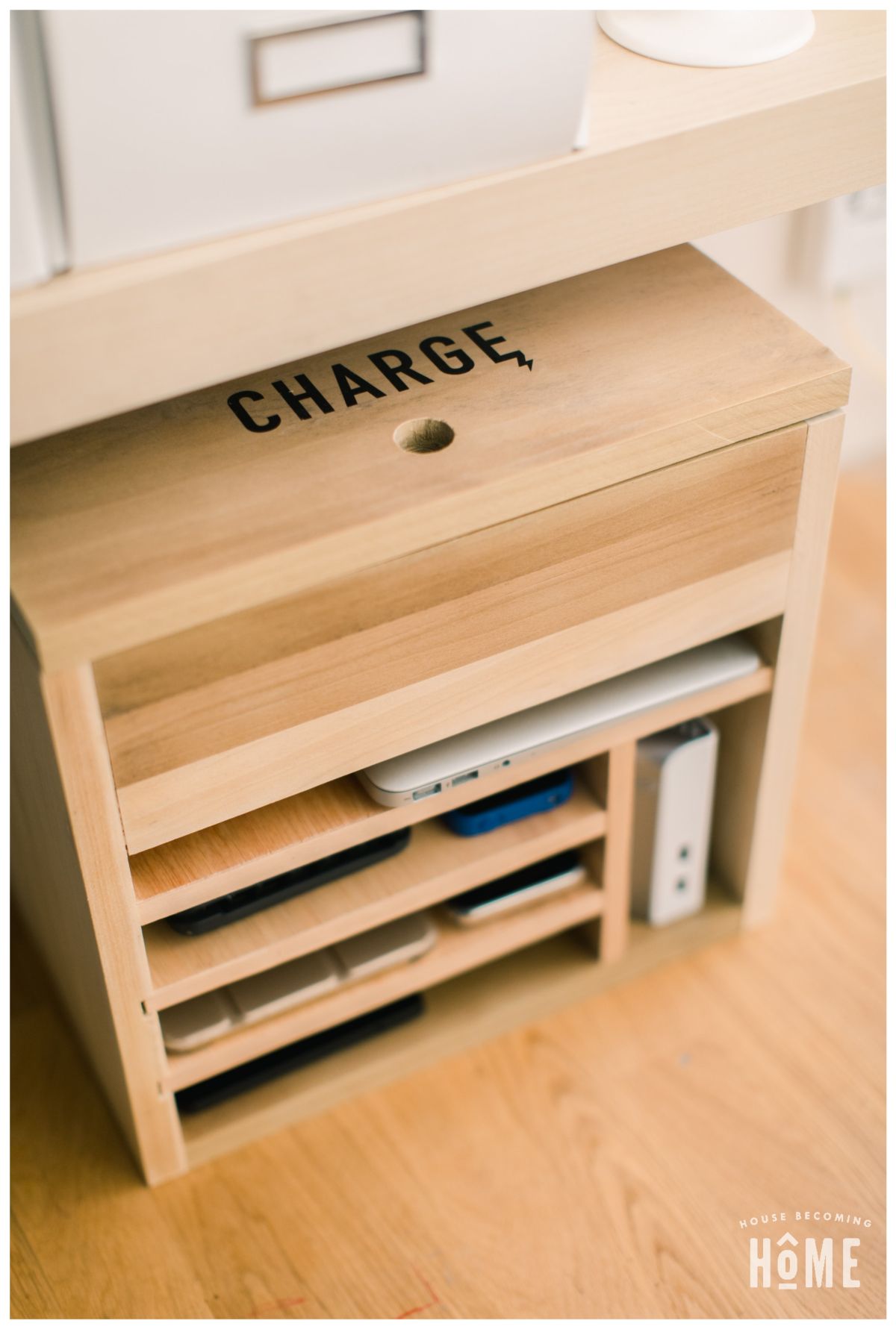 Multiple Compartment Wooden Charging Station