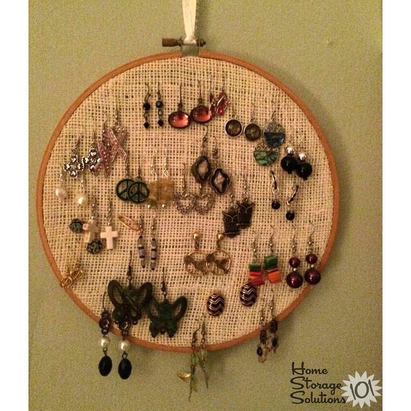 Embroidery Hoop with Burlap Earring Holder