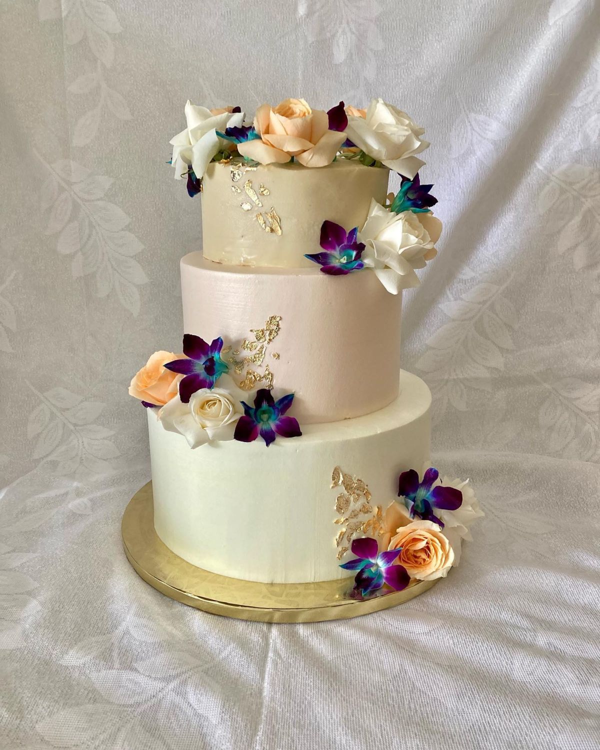 12. Purple Orchids and Peach Roses