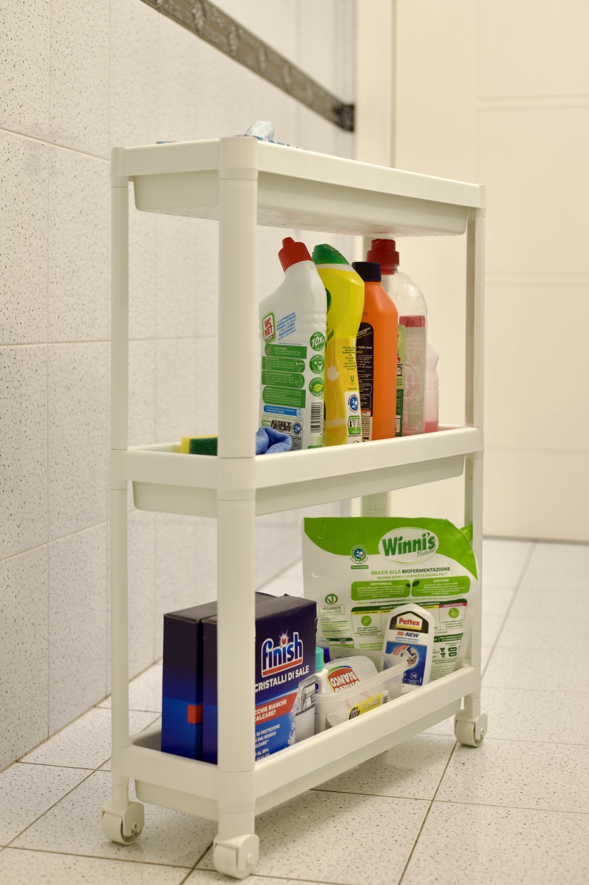 15. Use a Rolling Cart as Your Cleaning Command Center