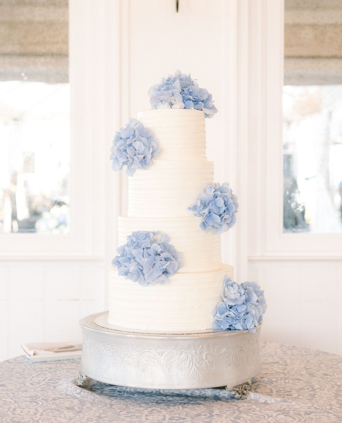 16. 4 Tier With Blue Roses