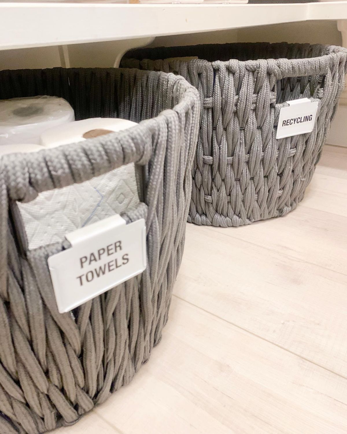 Fabric Baskets in the Pantry