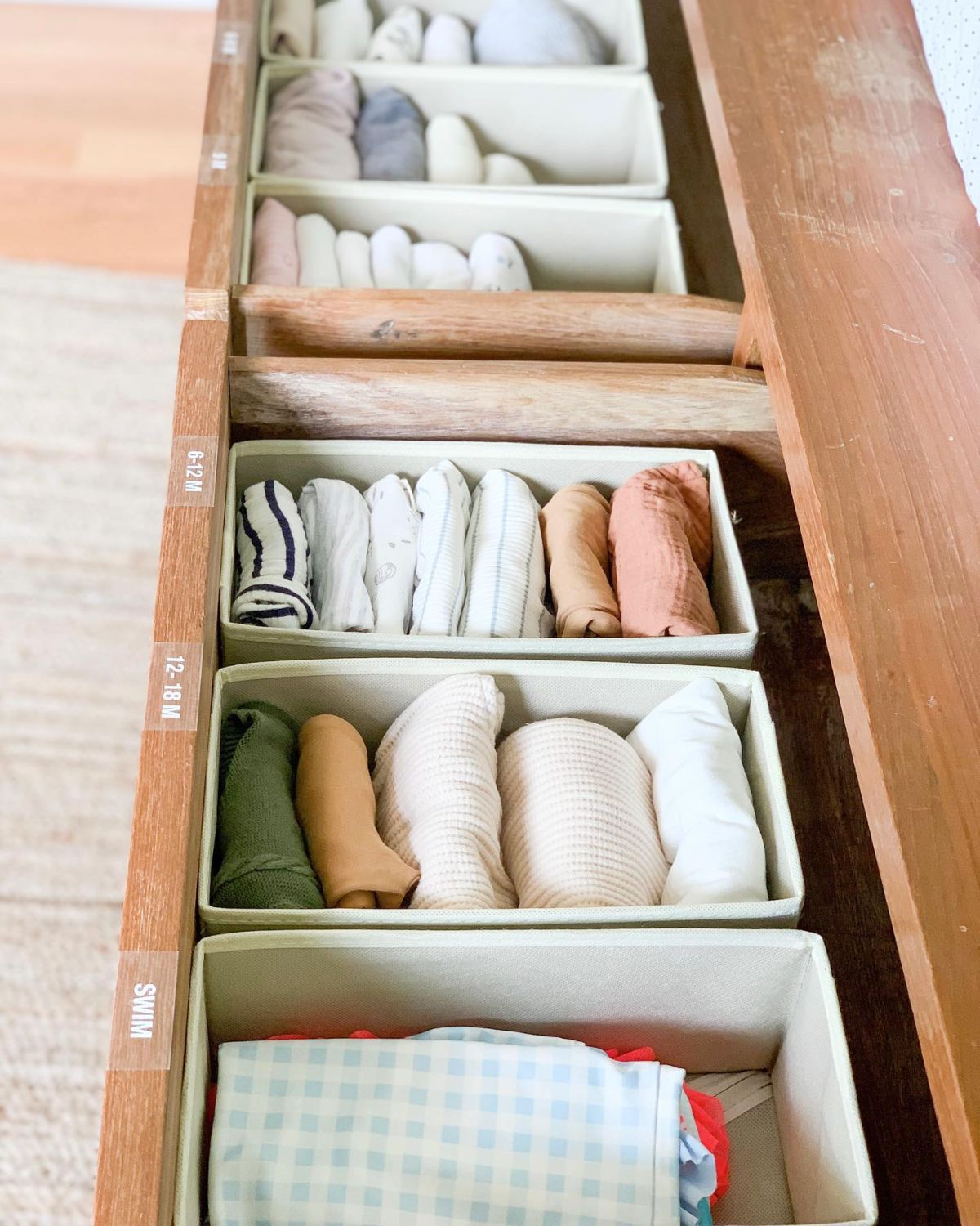 Size Bins for Baby Nursery