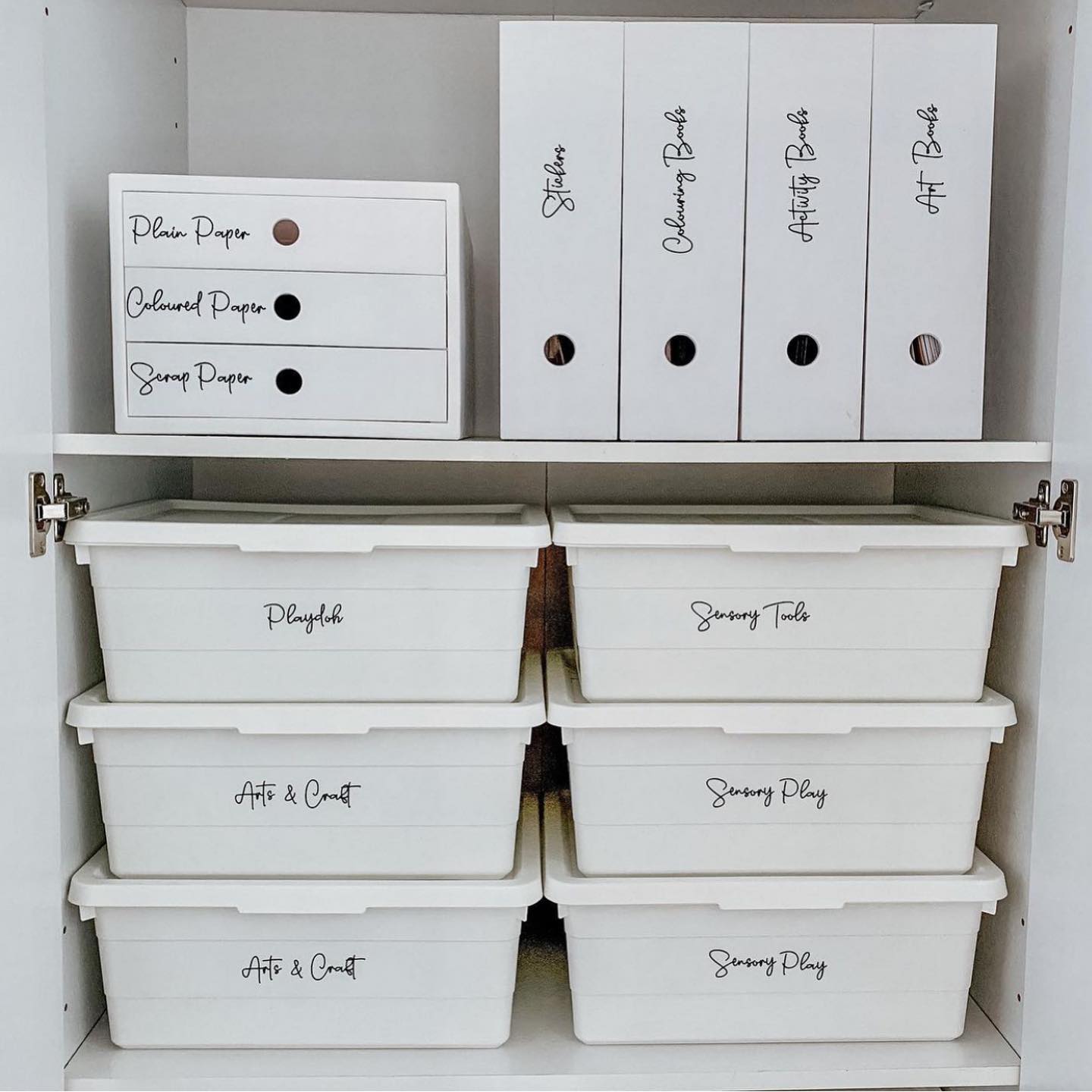 Closed Bins for Arts & Crafts Room