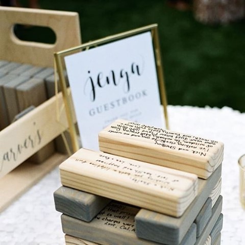 8. Wooden Block Wedding Guest Book