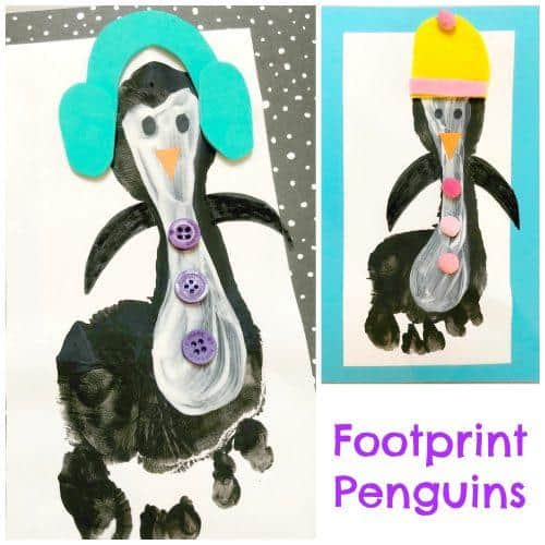 16. Footprint Penguin Christmas Craft