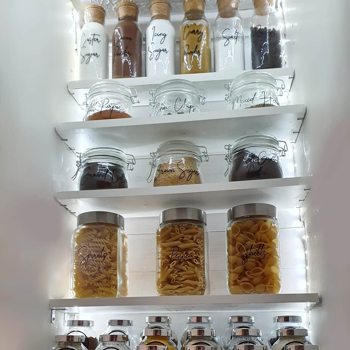 19. Floating Shelf Pantry with Glass Jars