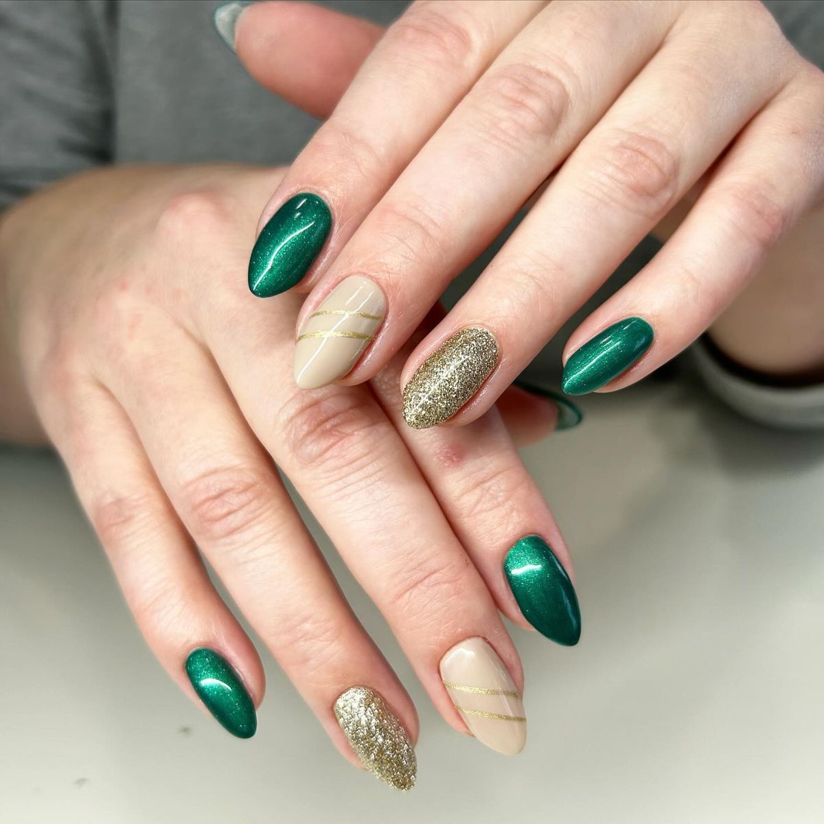 10. Gold, Green, and Nude