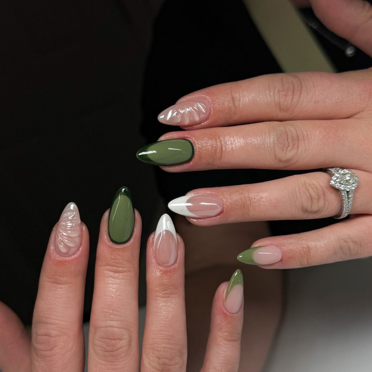 11. Green Accent Nails