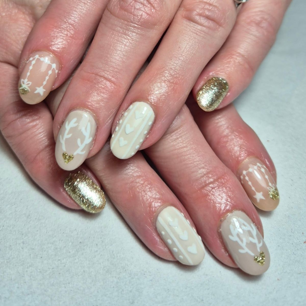 11. White with glittery gold accents