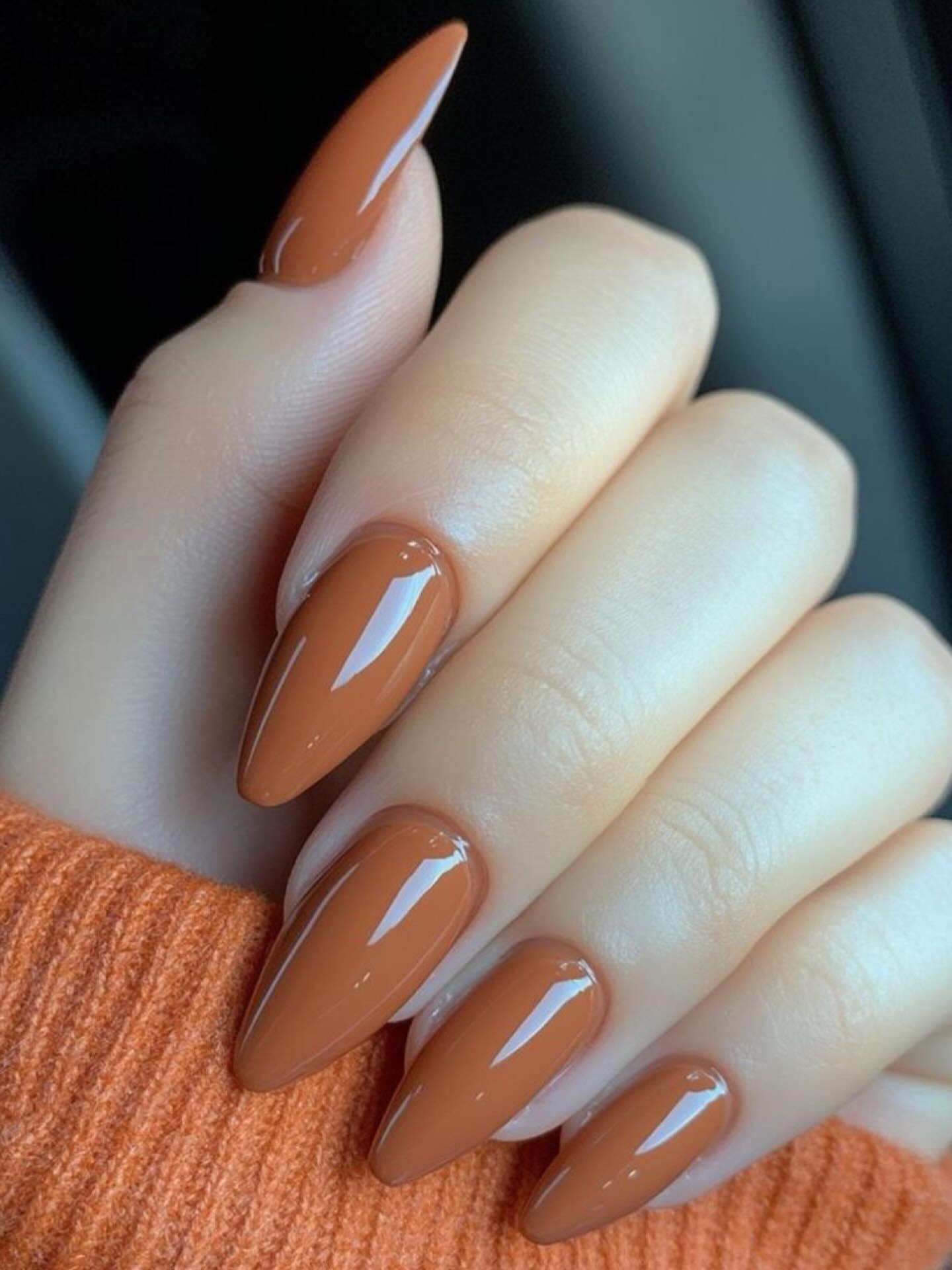 12. Cozy Burnt Orange Nails