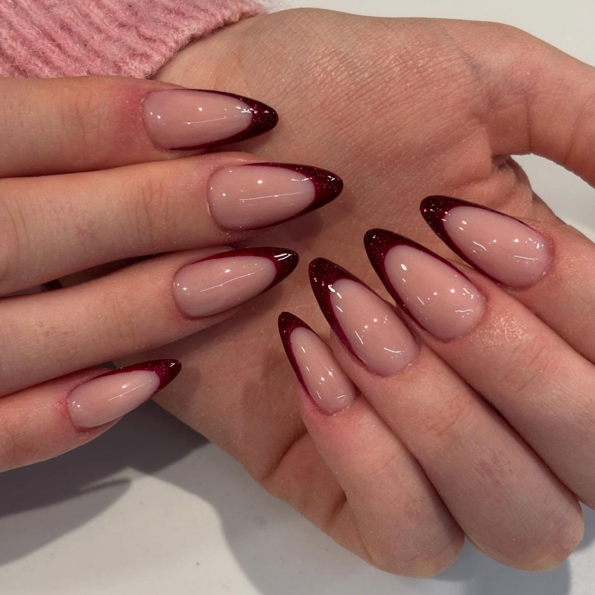 14. Glittery Red Tips