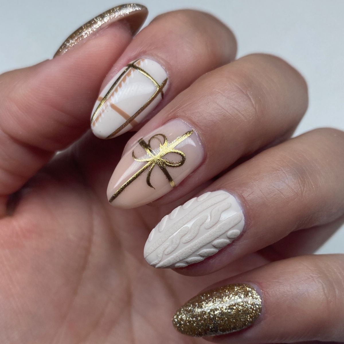 14. White with gold designs