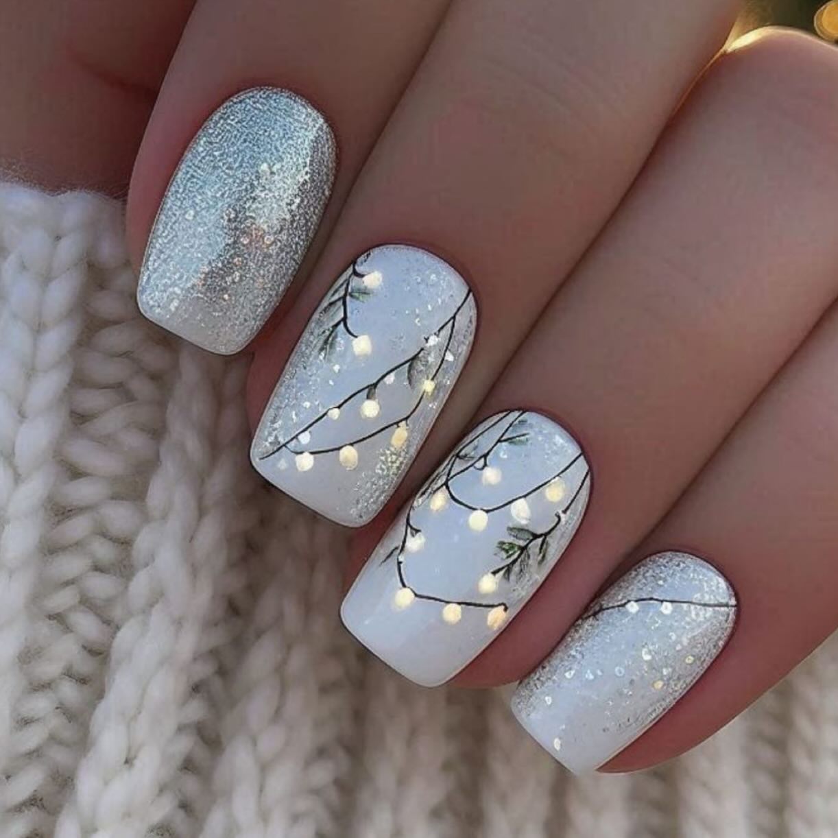 17. Christmas bright white nails