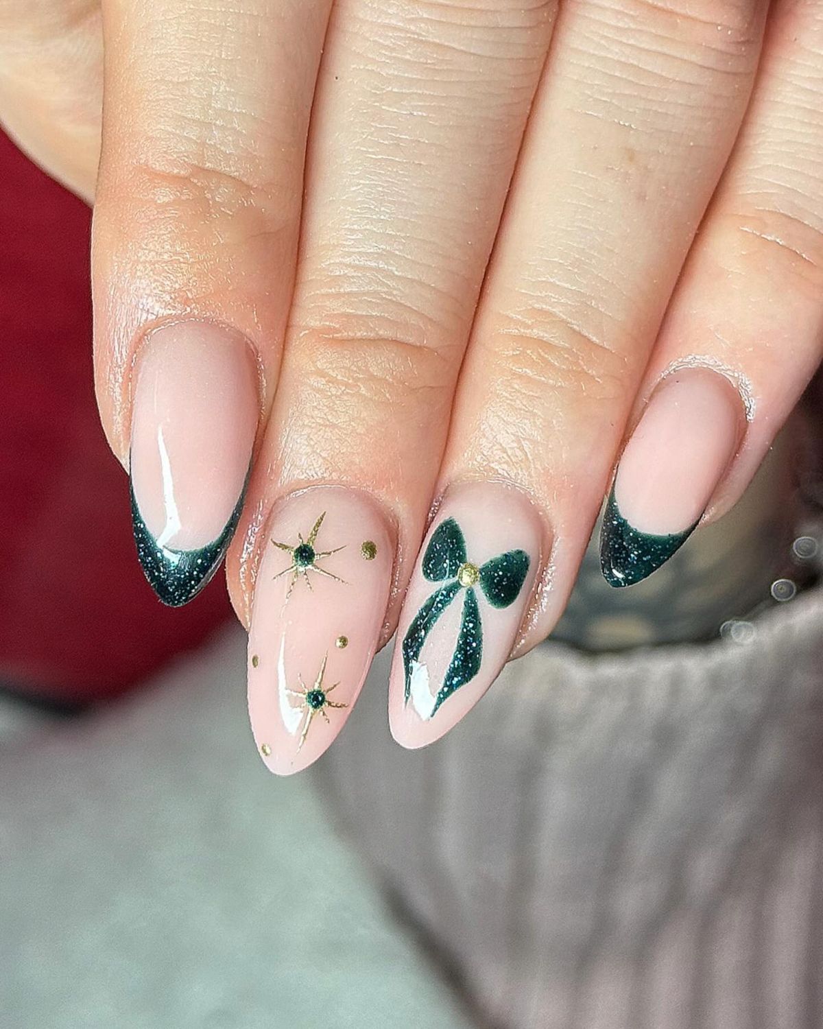 18. Sparkles, French Tips, and Bold Bows