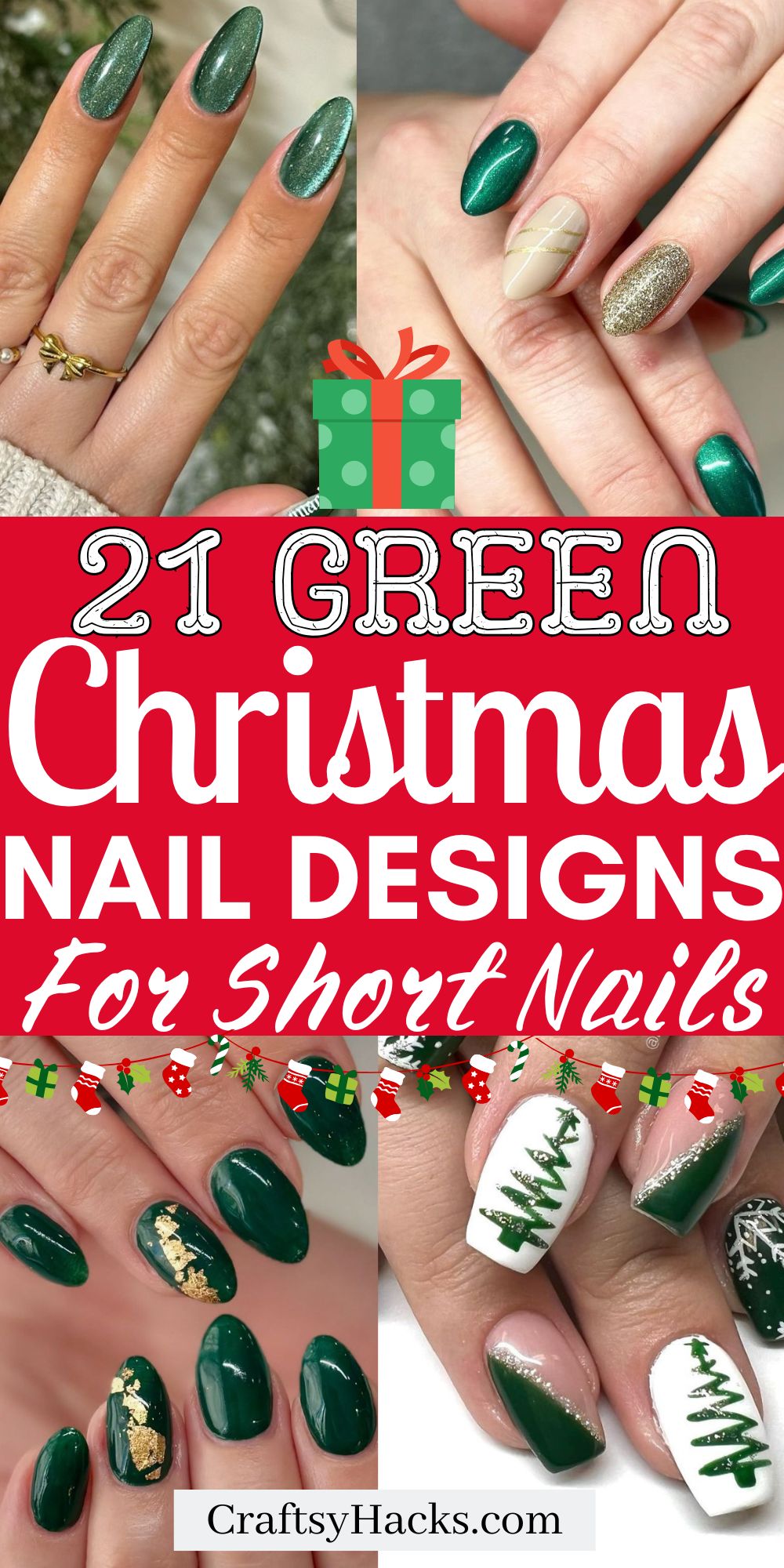green nail ideas for christmas