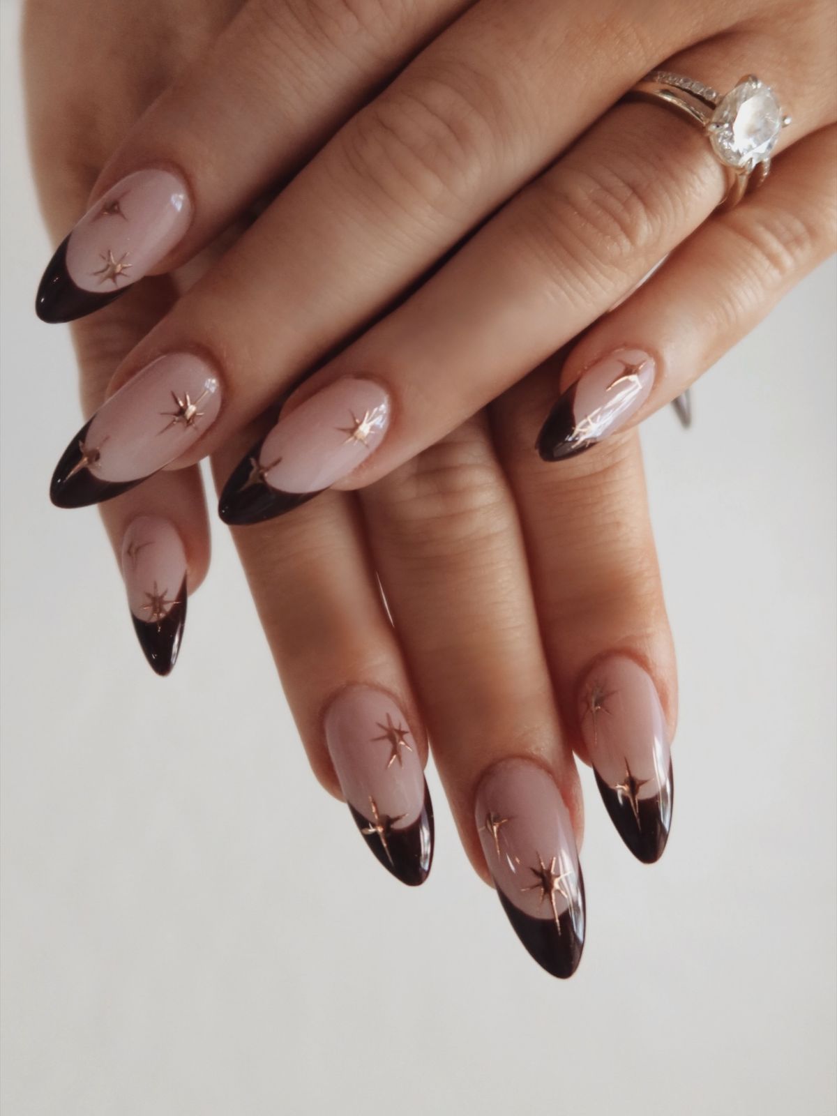 20. Brown French Tips with Starbursts