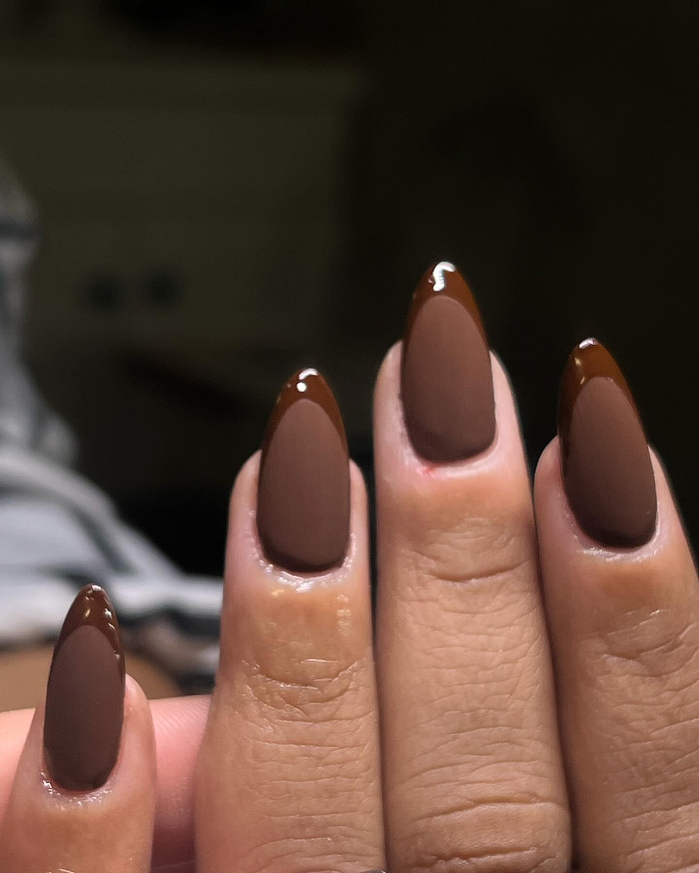 3. Matte Chocolate Brown with Glossy Tips