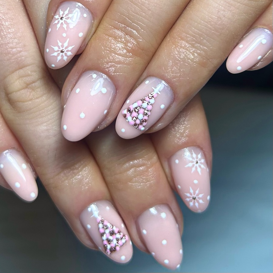 4. Detailed pink and white nail art
